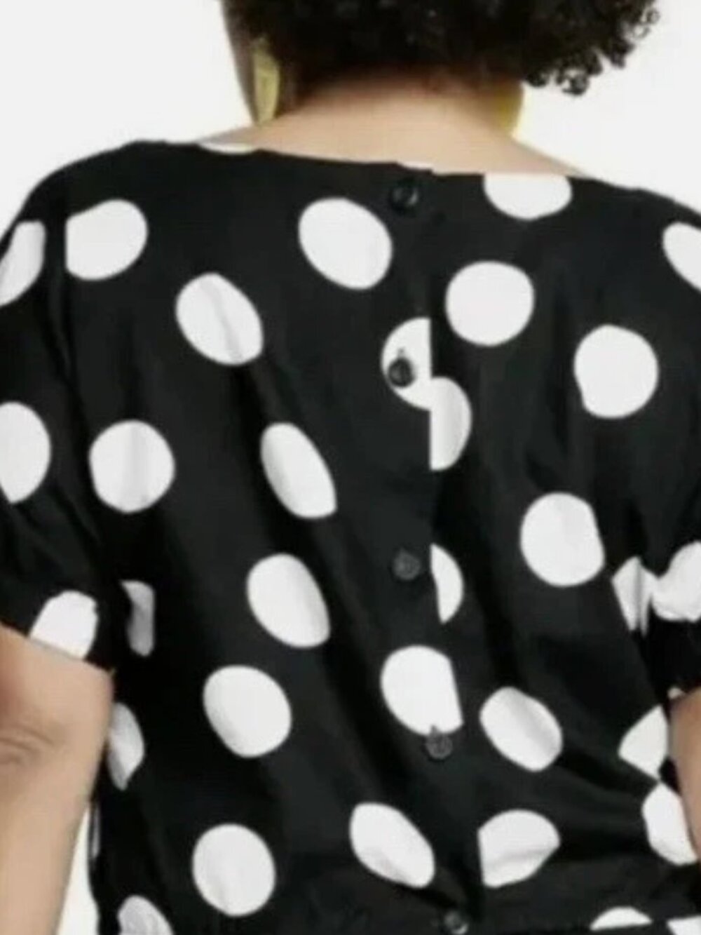 Tabitha Brown for Target Black & White Polka Dot Linen Blend Blouse 1X - Picture 2 of 12